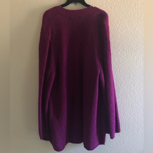 Coldwater Creek 2XL Fuchsia Loose-knit Cardigan - Picture 2 of 3
